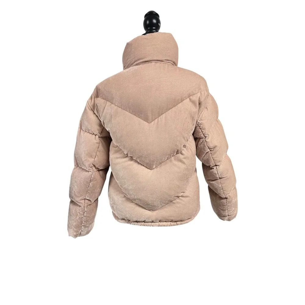 ARITZIA Wilfred Cloud Puff Velvet Goose Down Puffer Coat Jacket Pink XS READ‎